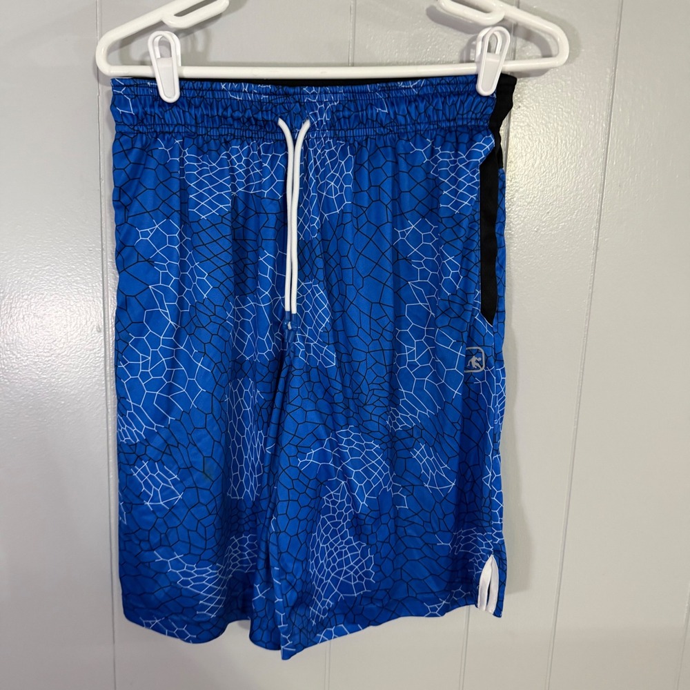 AND1 Basketball Shorts Mens Small Blue Geometric Print Athletic Drawstring